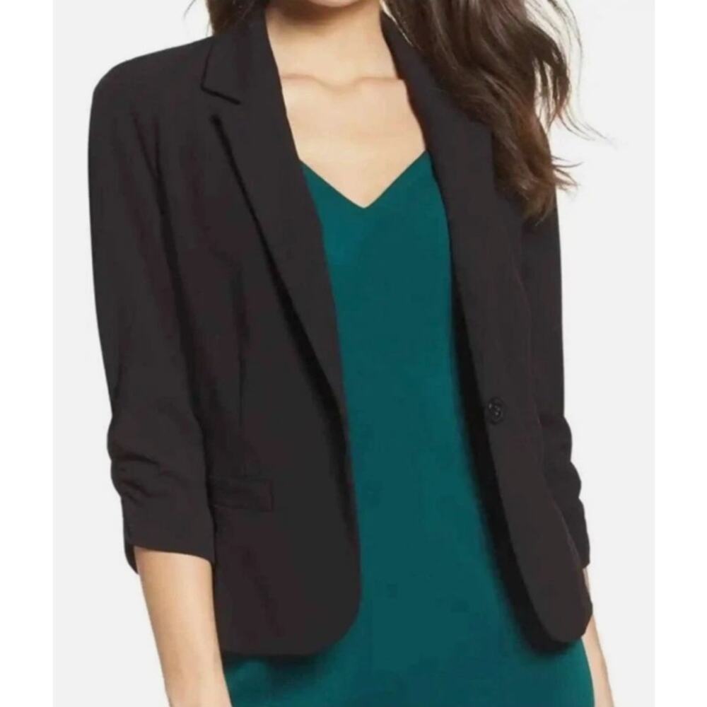 Eliza J One Button Blazer Jacket EJ2M209R Womens Size Medium Black Lined Stretch